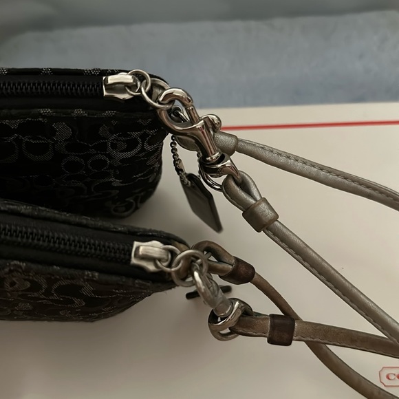 Coach Signature Black Silver Metallic Wristlet *2 for 1* - Picture 3 of 7